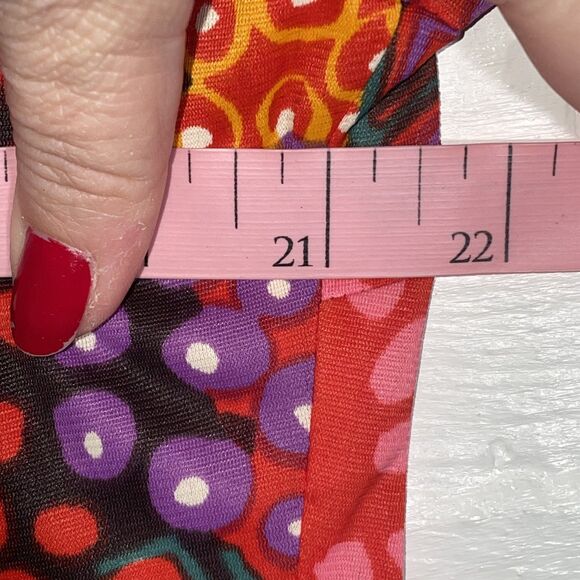 Vintage Psychedelic Print Blouse Red Purple Orange 70s Mod Boho Kenny Classics M - Picture 8 of 9